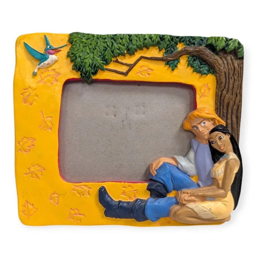 Disney Pocahontas John Smith Picture Frame Kids‎ Yellow Excellent 3D Resin